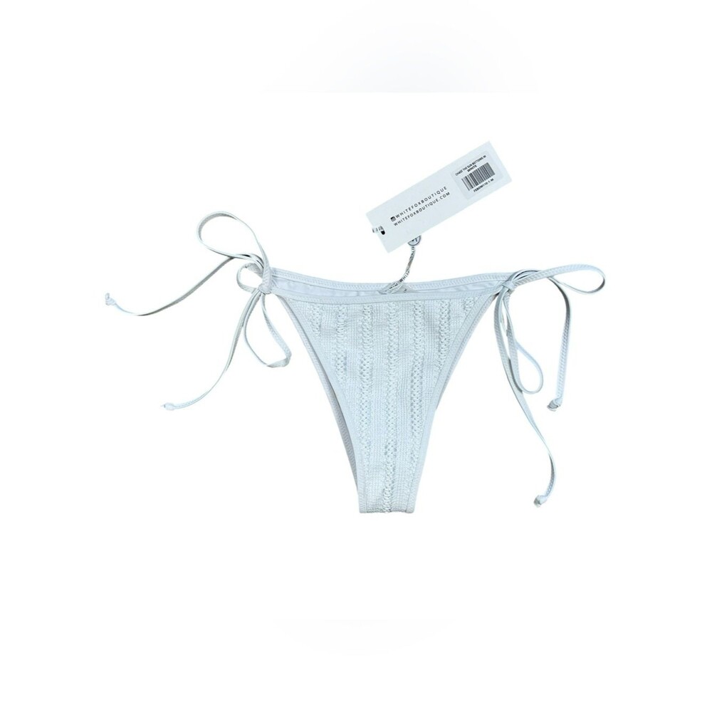 White Fox Boutique White Crochet Tie-Side Bikini Bottom NWT Size Medium